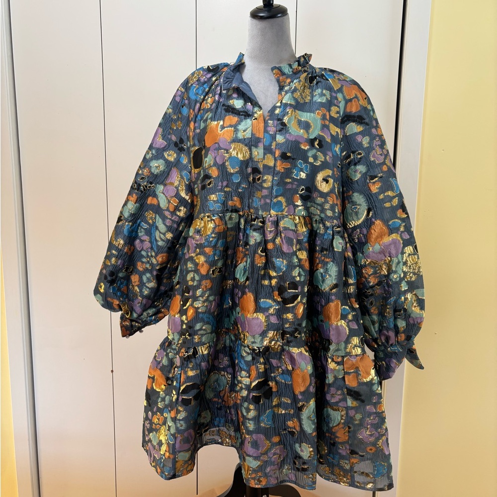 Floral Patterned Dress with Balloon Sleeves by Stina Goya